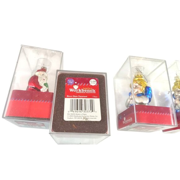Vintage Santas Workbench Blown Glass Ornaments Set of 4 Santa/Angel Figurines - Picture 5 of 7